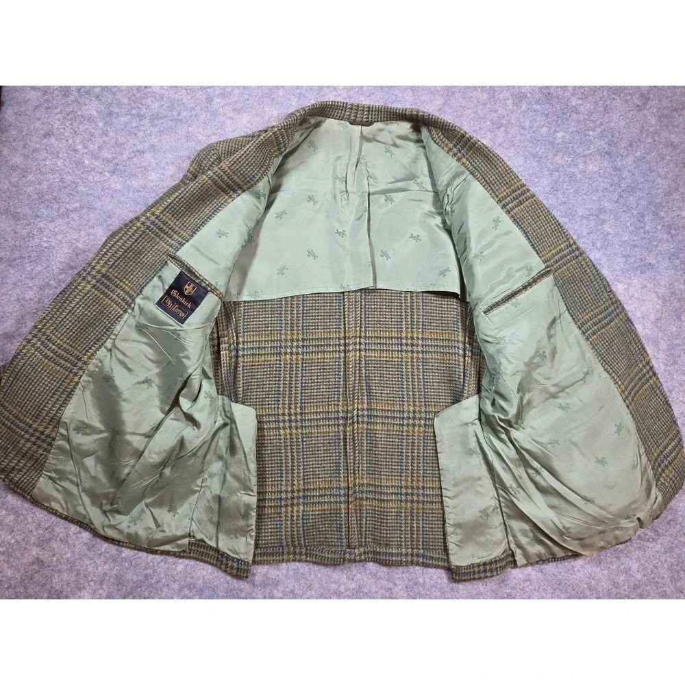 Glenkirk B&B Lorrys Vintage Wool Plaid Blazer Green Brown Tweed Sport Coat 44 S